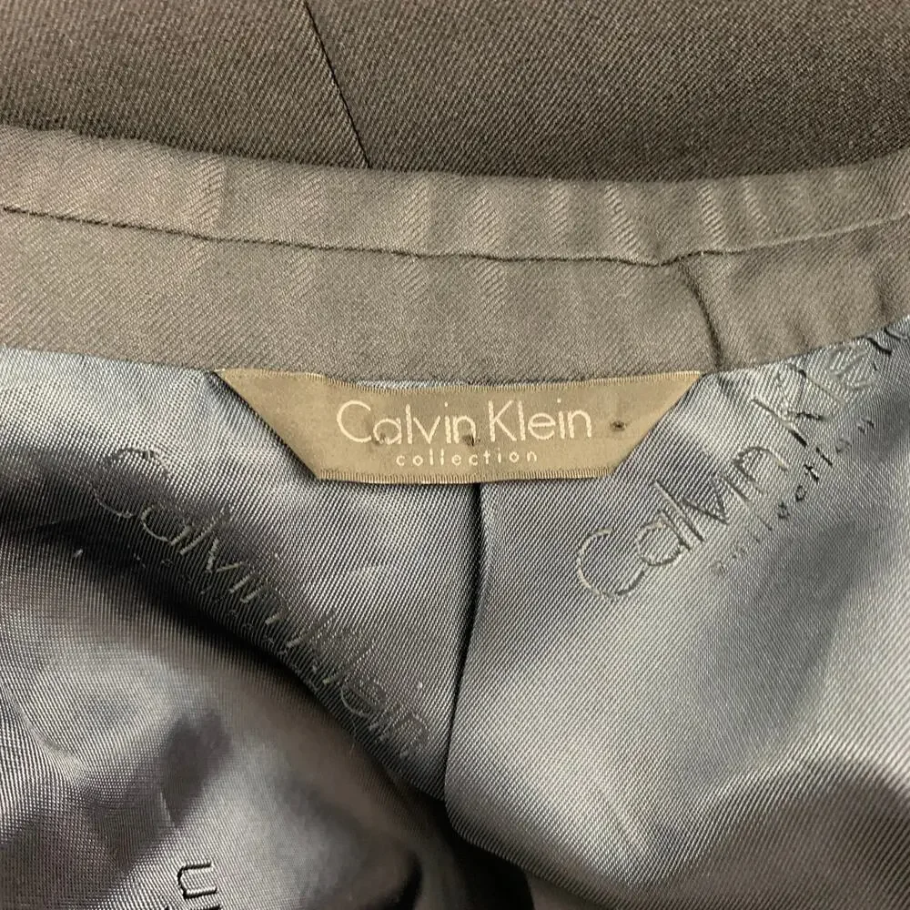 CALVIN KLEIN COLLECTION Size 40 Navy Wool Tuxedo Sport Coat
